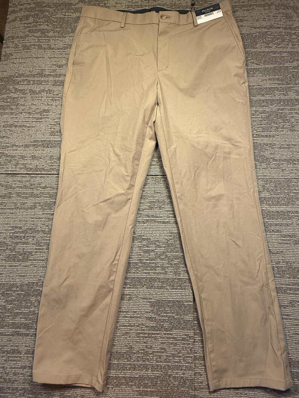 Jos. A. Bank Pants Mens 36x32 Beige Traveler Tailored Fit Chino Straight Leg
